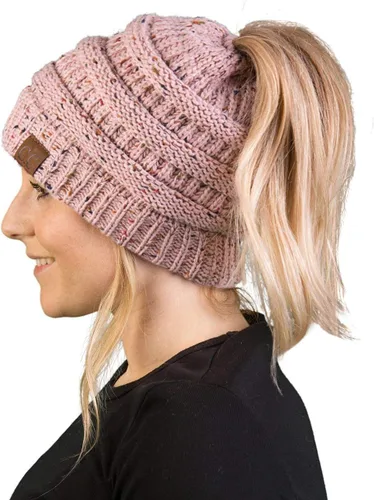 Miniatura 77 de Funky Junque - Gorro para mujer con ranura para cola de caballo