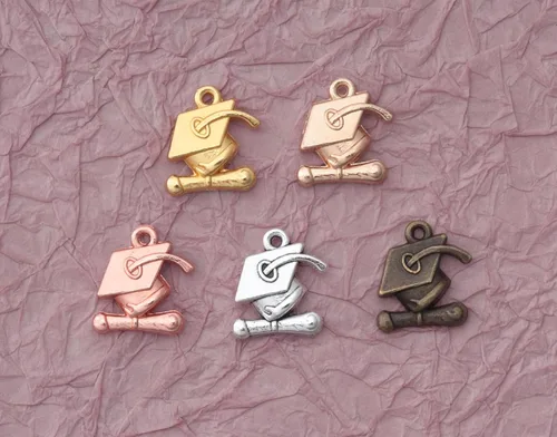 Miniatura 3 de Ruwado 30 dijes de graduación con diploma de metal, lindos colgantes de cuentas para hacer joyas, kits de collares, pulseras, llavero, aretes