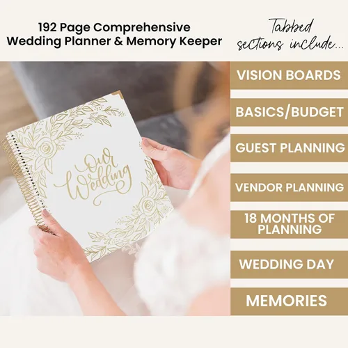 Miniatura 2 de bloom daily planners Planificador y organizador de tapa dura para el día de la boda (sin fecha), 9 x 11 pulgadas, diseño floral dorado