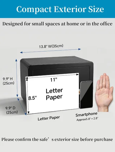 Miniatura 4 de TIGERKING - Caja de seguridad digital con luz LED, caja de seguridad pequeña para dinero con estante removible, caja de seguridad para dinero