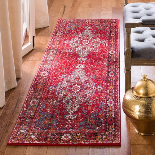SAFAVIEH Vintage Hamadan Collection VTH222A - Alfombra de pasillo estilo oriental tradicional persa, 2.3 x 16 pies, diseño rojo y multicolor, que no