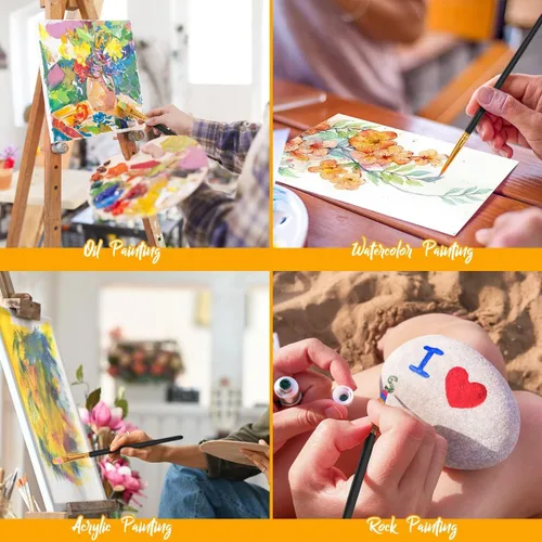 Miniatura 4 de Soucolor - Juego de pinceles para pintura acrílica, 120 unidades, punta redonda y puntiaguda, pinceles de artista para pintura acrílica, acuarela