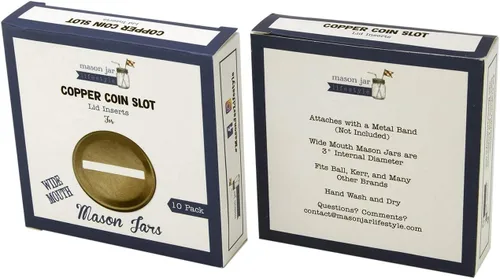 Miniatura 4 de Insertos de tapa de banco de monedas de cobre para tarros de masón, bola, conservas (paquete de 10, boca ancha)