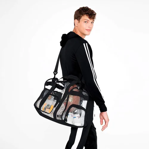 Miniatura 6 de Mochila grande transparente, mochila resistente transparente de PVC transparente, Negro (Gym Black)
