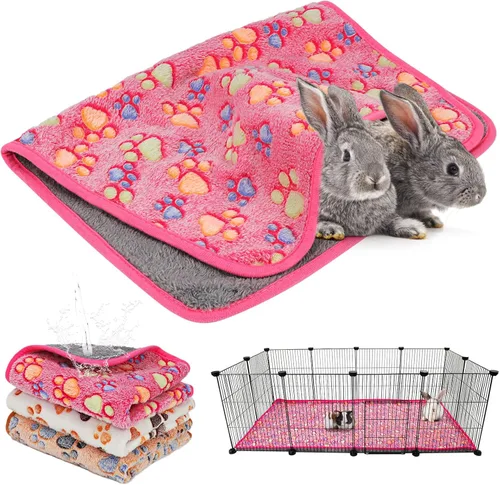 Miniatura 15 de YUEPET Mantas impermeables de conejillo de indias, lavables, paquete de 3 forros de forro polar para animales pequeños, funda de almohadilla suave