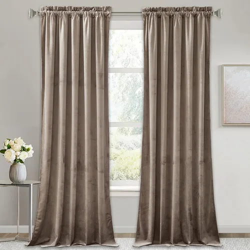 Miniatura 76 de RYB HOME Cortinas de terciopelo verde oliva de 72 pulgadas de largo, cortinas opacas con aislamiento térmico, tratamiento de ventana, decoración