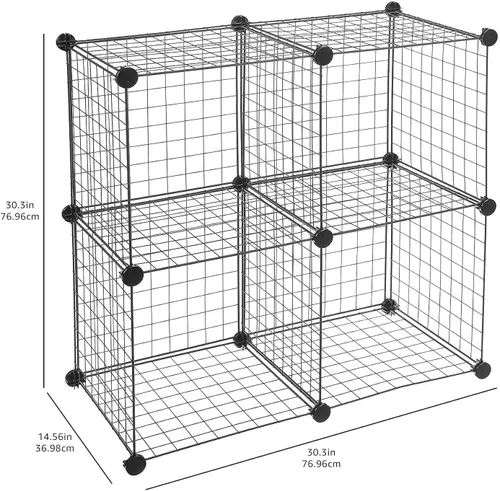 Miniatura 3 de Amazon Basics Organizador de almacenamiento de 4 cubos, armario y estantes de rejilla de alambre, apilable, negro de 14 x 14 x 14 pulgadas