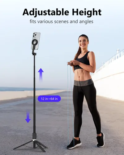 Miniatura 3 de UBeesize Trípode magnético para iPhone con control remoto, soporte de teléfono extensible de 64'' para grabación de video/vlogging, soporte N52