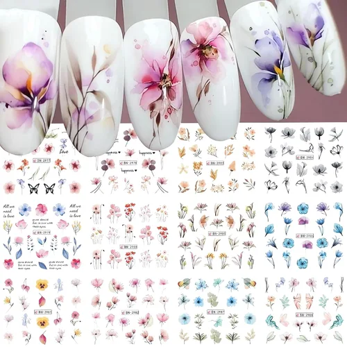 Miniatura 11 de SINSEN Calcomanías de arte de uñas de mariposa, mariposas coloridas de primavera y verano, bonitas decoraciones de arte de uñas para mujeres