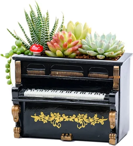 Miniatura 9 de Macetas de madera, mini maceta, maceta retro de resina para suculentas, bonsái, soporte de escritorio, mini adorno (caoba radio)