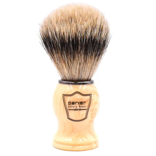 Miniatura 8 de Parker Safety Razor 's 100% Silvertip - Brocha de afeitar de cerdas de tejón – Soporte para cepillo incluido (mango negro)