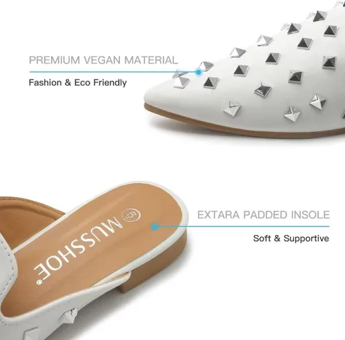 Miniatura 3 de MUSSHOE - Zuecos puntiagudos para mujer, planos y cómodos