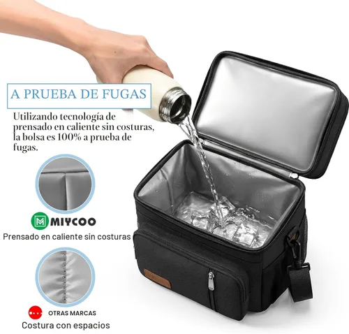 Miniatura 4 de MIYCOO – Bolsa de almuerzo y lonchera para hombres y mujeres, bolsa de almuerzo doble con aislamiento a prueba de fugas, suave y grande, lonchera