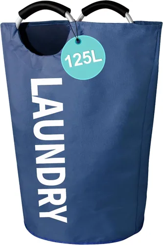 Miniatura 11 de WOOHA Cesta de lavandería grande de 115 litros, cesta plegable para ropa, cestas altas de tela plegables para dormitorio, armario, baño, Rosa