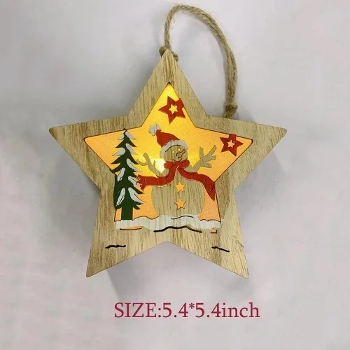 Miniatura 5 de Adornos de Navidad con forma de árbol de muñeco de nieve, luz colgante para Navidad, cumpleaños, fiesta, decoración artística (muñeco de nieve)