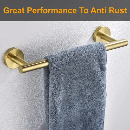 Miniatura 5 de Nolimas Toallero de mano de baño dorado cepillado, barras individuales, barra de toalla clásica de acero inoxidable montado en la pared, barra
