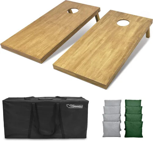 Miniatura 25 de GoSports 4 ft x 2 ft Regulation Size Wooden Cornhole Boards Set with Light Brown Finish - Includes Carrying Case and Bean Bags Negro- gris
