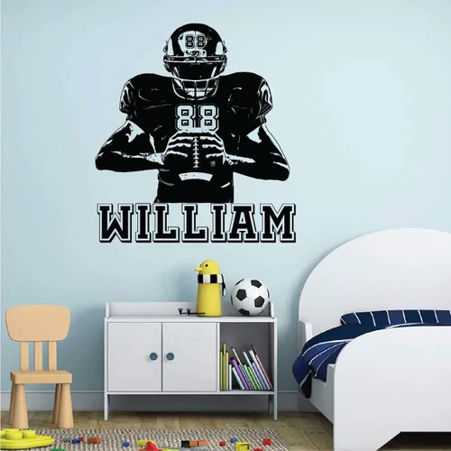 Calcomanía de pared personalizada de fútbol – Camisetas de jugador personalizadas con números – Elige tu nombre, calcomanía de vinilo para