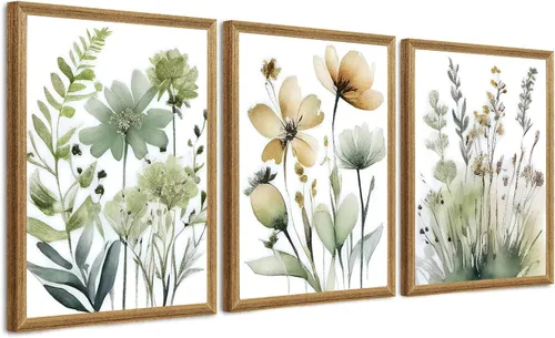 Miniatura 11 de SYWENNOI 3 piezas de arte de pared de playa con marco de madera, juego de 3 impresiones costeras, conchas marinas, estrellas de mar, olas, orilla