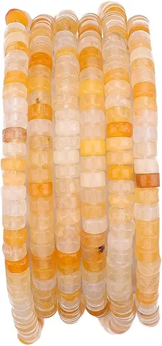 BEADIA Cuentas Espaciadoras de Jade Amarillo Natural en Forma de Tapa, Cuentas Semipreciosas Sueltas para Hacer Joyas con Encuadernación, 4mmx2mm,