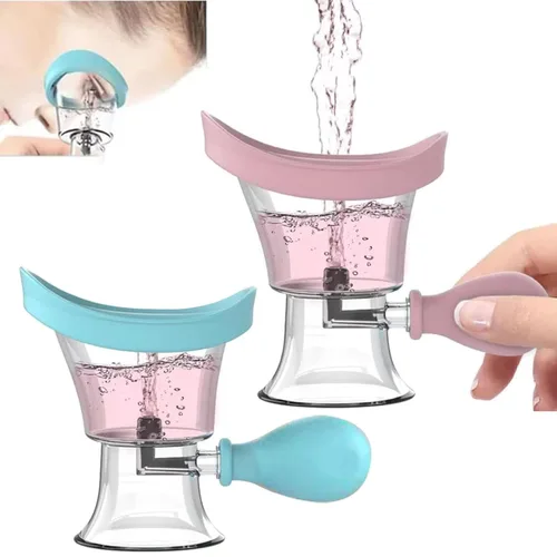 Juego de 2 vasos de lavado de ojos, kit de limpiador de ojos manual a presión de aire, herramienta de limpieza de ojos, enjuague de ojos, irritantes