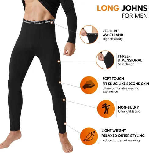 Miniatura 3 de CL convallaria Ropa interior térmica para hombre, ropa interior larga con forro polar, capa base para clima frío, XS-4XL