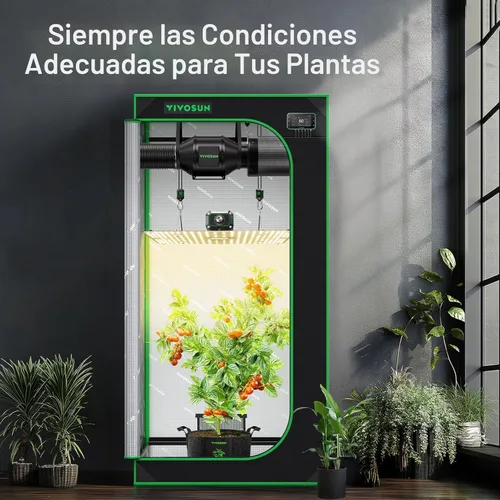 Miniatura 3 de VIVOSUN GIY Sistema de tienda de cultivo inteligente 2.7x2.7, Kit de tienda de cultivo con WiFi integrado, con ventilación y circulación