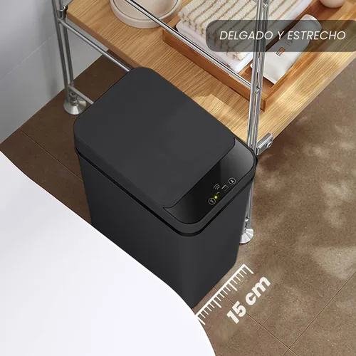 Miniatura 3 de Yatmung - Cubo de basura sin contacto para baño, cubo de basura inteligente de 2.5 galones con sensor de movimiento, papelera delgada con tapa