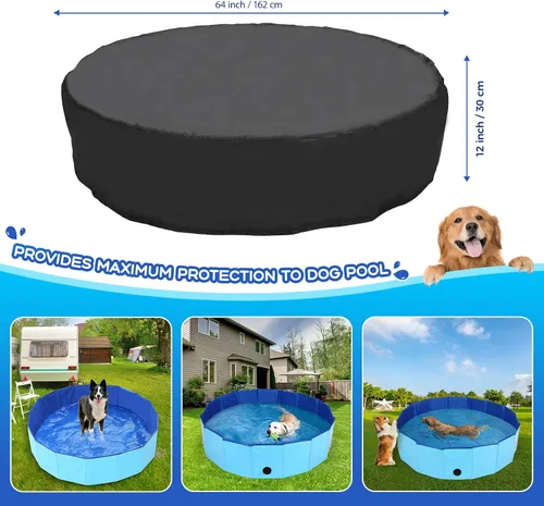 Miniatura 2 de Tufmunb Cubierta plegable de 48 pulgadas para piscina de baño y mascotas, cubierta de piscina plegable redonda portátil con material de tela Oxford