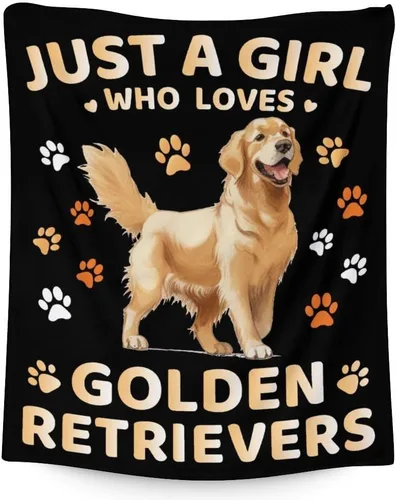 Golden Retriever - Manta de regalo – 40 x 30 pulgadas, bonita manta para niños y niñas, manta negra suave y mullida para regazo y silla