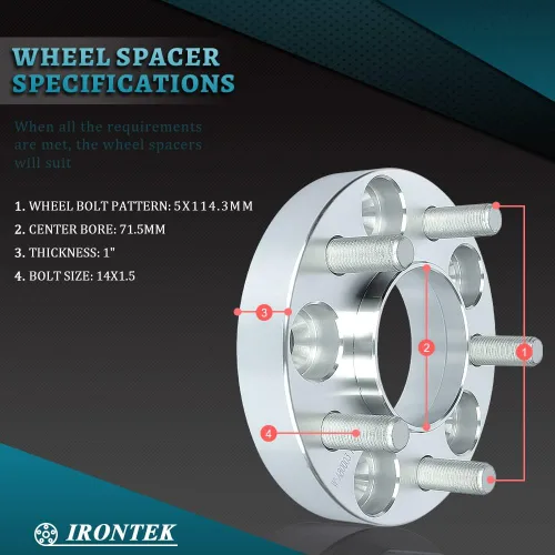 Miniatura 3 de IRONTEK Espaciadores de rueda de 0.197 x 4.500 in, espaciadores centrados de 1 pulgada (diámetro de 2.815 in, pernos de 14 x 1.5) 0.984 in, 5 x 4.5