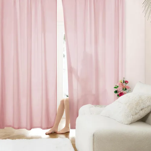 Miniatura 10 de HOMEIDEAS Cortinas Transparentes de Privacidad Blancas No Transparentes, 52 X 45 Pulgadas de Largo 2 Paneles Cortinas Transparentes Filtradoras