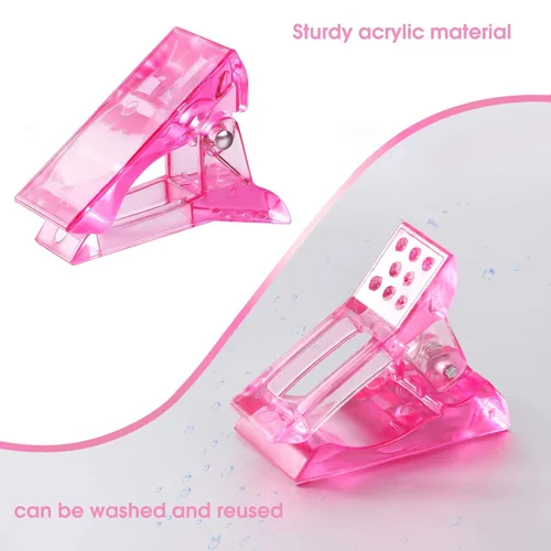 Miniatura 5 de 6 piezas de polygel de construcción rápida puntas de uñas clip rosa transparente extensión de dedo UV LED constructor puntas de uñas clips con 1