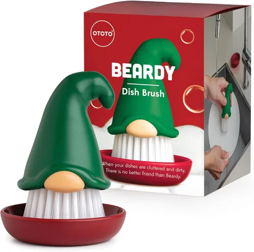 Miniatura 11 de OTOTO Barbudo (Beardy), Cepillo para lavar los platos y verduras de gnomo, regalos extravagantes, accesorios bonitos y divertidos de cocina