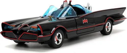 Miniatura 6 de Toy Cars DC Comics Serie de TV clásica 1:24 Batman Batmobile - Coche fundido a presión y figuras de Batman, Robin, Pingüino y el Joker de 2.75