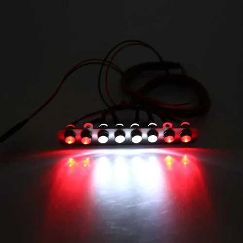 Miniatura 9 de Barra de luz LED para automóvil a control remoto, 8 LED blanco brillante y rojo para mayor visibilidad nocturna RC camión barra de luz con luz