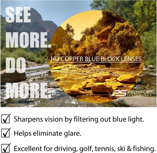 Miniatura 6 de proSPORT BIFOCAL - Lentes de sol para hombres y mujeres, bloqueo de luz azul, lente ámbar HD, semirarimas, envolvente, para conducir, golf