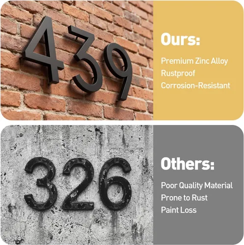 Miniatura 8 de Números de casa negros de 7 pulgadas, números de dirección de aluminio flotantes de montaje empotrado, números de metal modernos para casas, grande