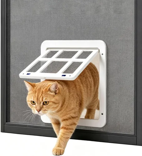 Miniatura 7 de Puerta mosquitera para puerta mosquitera con cierre automático magnético, pestañas dobles bloqueables, puerta mosquitera para perros, fácil acceso