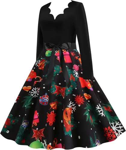Miniatura 2 de Ropa de otoño para mujer 2022, vestido vintage de manga larga de Navidad de los años 50, vestido de fiesta de noche de fiesta de graduación