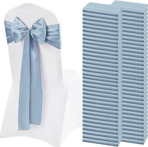 Miniatura 23 de 60 bandas de satén para silla, color burdeos, para fiestas, hoteles, bodas, recepciones, restaurantes y decoración de eventos (7 x 108 pulgadas)