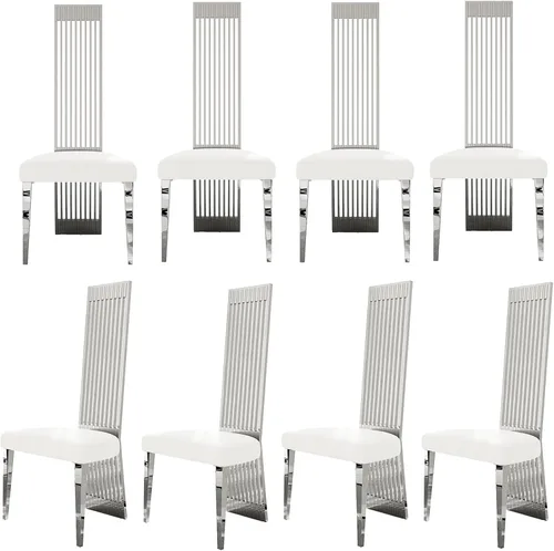 Miniatura 30 de Boucle - Juego de 8 sillas de comedor negras, modernas sillas de comedor tapizadas con respaldo alto con marco de acero inoxidable resistente