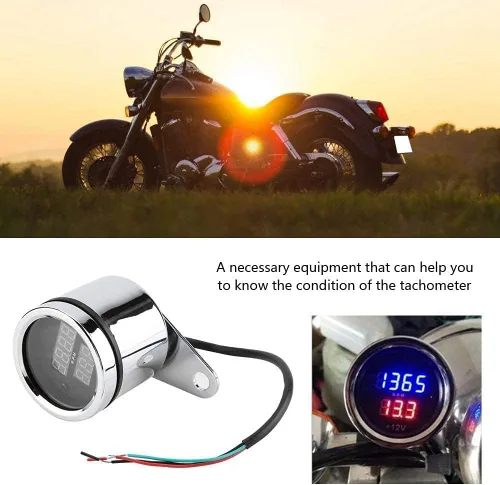 Miniatura 3 de Universal 2 en 1 impermeable LED digital voltímetro tacómetro medidor de metal odómetro velocímetro para motocicletas