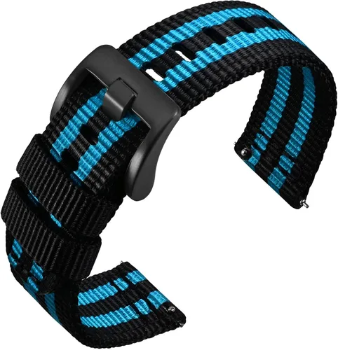 ANNEFIT - Correas de reloj de liberación rápida, correa de nylon militar para hombres, múltiples colores y anchos (18 mm, 19 mm, 20 mm, 22 mm, 24 mm)