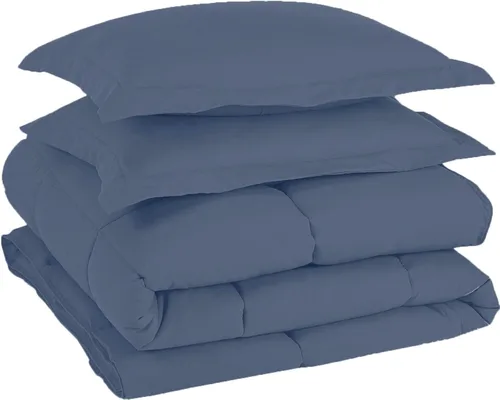 Miniatura 5 de Edredón ligero tamaño Queen azul acero – Edredón de cama alternativo para todas las estaciones, edredón de verano, edredón acolchado cuadrado