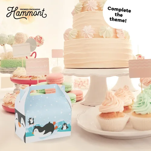 Miniatura 6 de Cajas de regalo de fiesta de pingüinos, paquete de 10, cajas temáticas de suministros de pingüinos fáciles de montar, caja de galletas para regalo