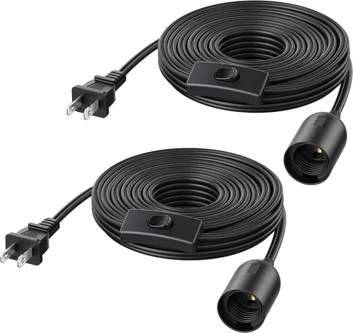 Miniatura 9 de Cable Matters Paquete de 2 cables de luz colgantes enchufables con interruptor, 8 pies, cable de luz colgante con enchufe de lámpara, color negro