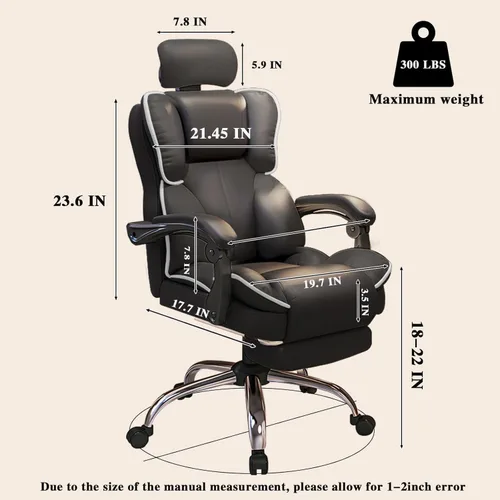 Miniatura 2 de Silla de oficina con reposacabezas, silla de escritorio ejecutiva de respaldo alto con reposapiernas, soporte lumbar ergomómico, sillas