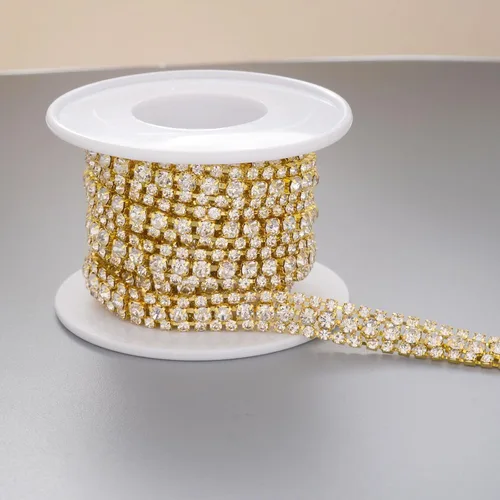 Miniatura 7 de Jerler Cadena de cierre de diamantes de imitación de 2 filas y 2 yardas para manualidades, bodas y decoraciones de ropa