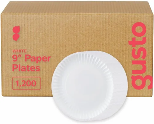 Miniatura 12 de GUSTO Paquete de 300 platos de papel blanco sin revestimiento de 6 pulgadas, desechables, platos de papel decorativos para manualidades